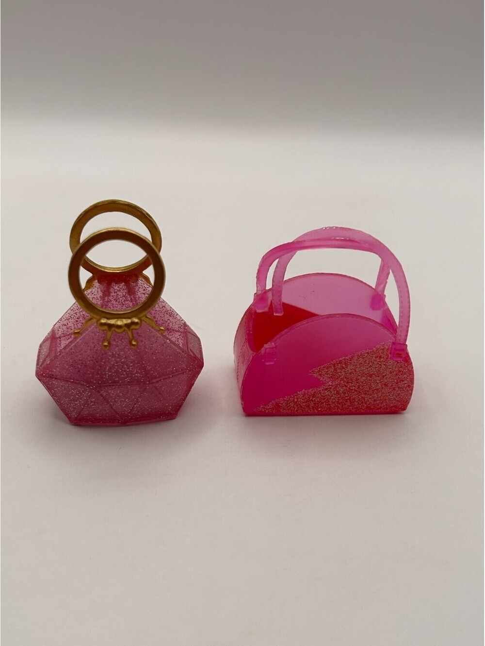 Mattel Barbie Pink Glitter Purse Lot of 2 Faceted Handbag & Hot Pink Tote Bag